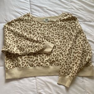 Aerie cheetah print off the shoulder cropped sweatshirt